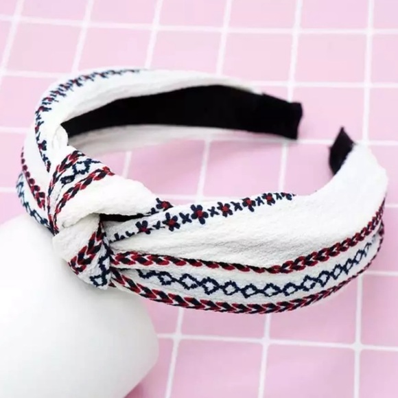 Boho Top Knot Headband White - Picture 6 of 6